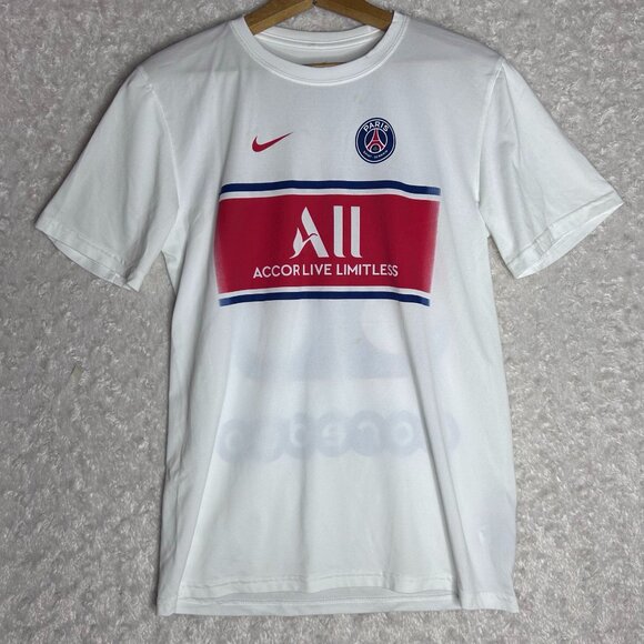 Nike Paris Saint-Germain PSG Soccer T-Shirt Dri-FIT Tee‎ White Small - Picture 1 of 5